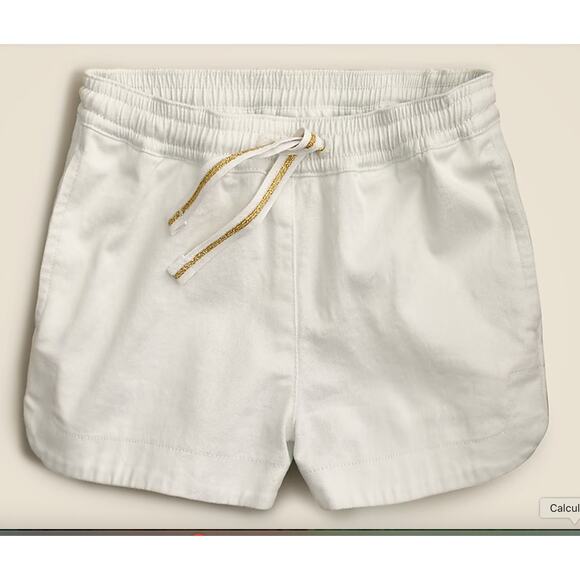 Crewcuts by J. Crew Girls' Pull-on Chino Shorts White Fishtail Hem Size 6 - Picture 1 of 10